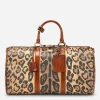 Small travel bag in leopard-print Crespo with branded plate
