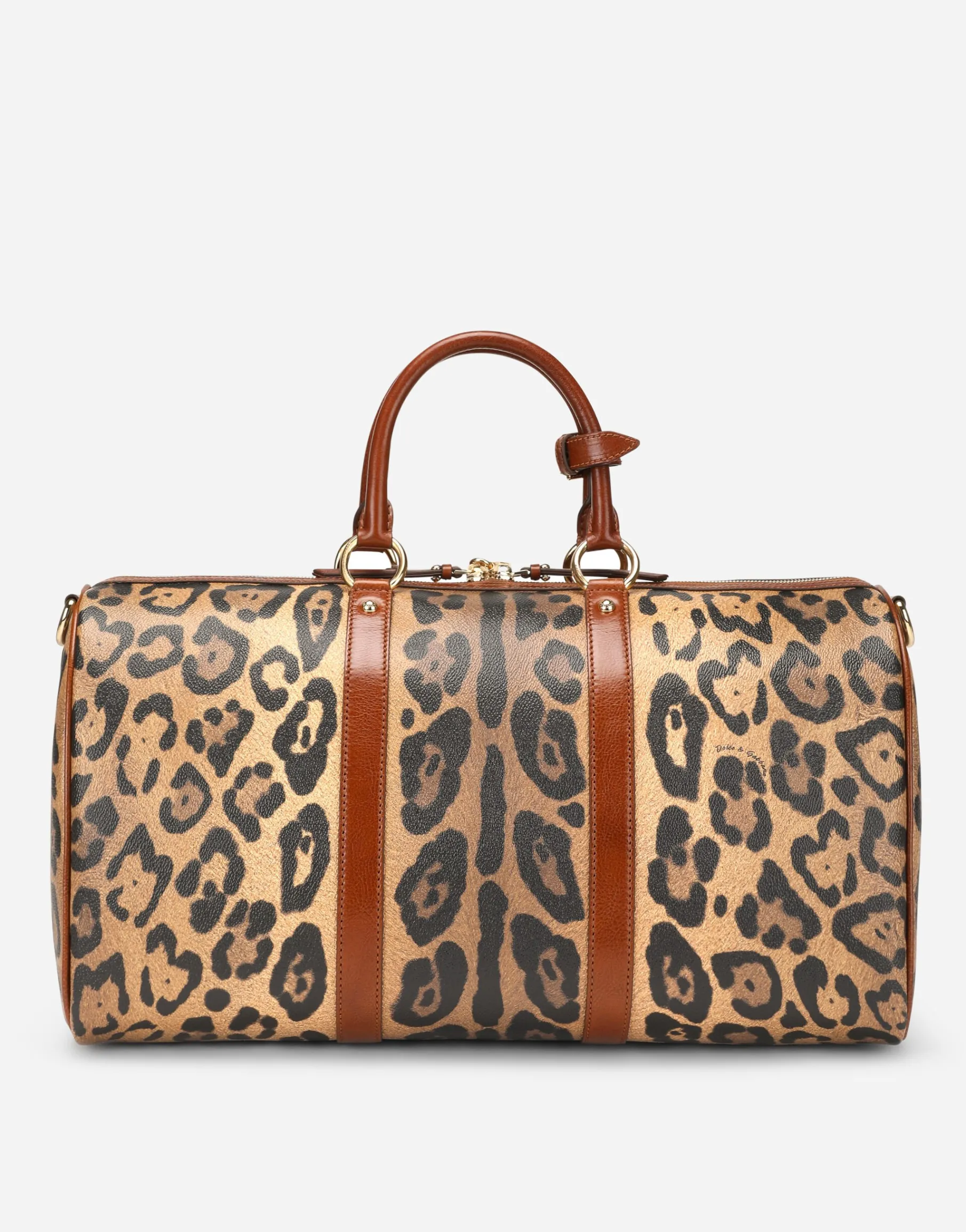 Small travel bag in leopard-print Crespo with branded plate