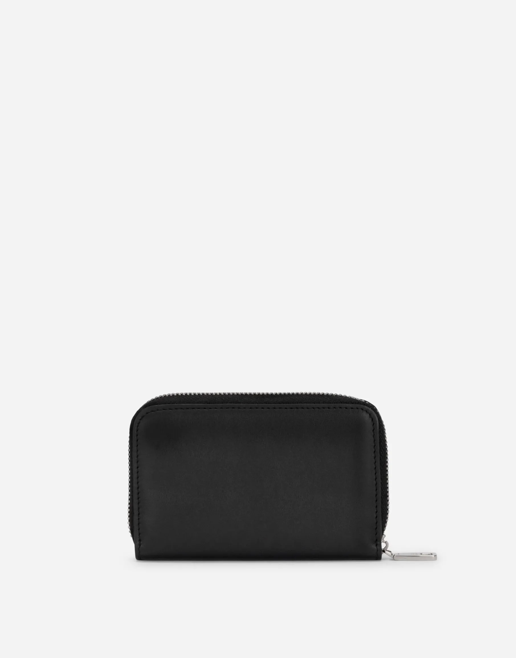 Small zip-around wallet in calfskin with raised logo