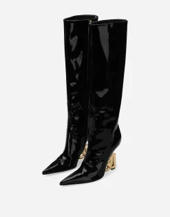 Soft patent leather boots
