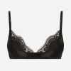Soft-cup satin bra with lace detailing