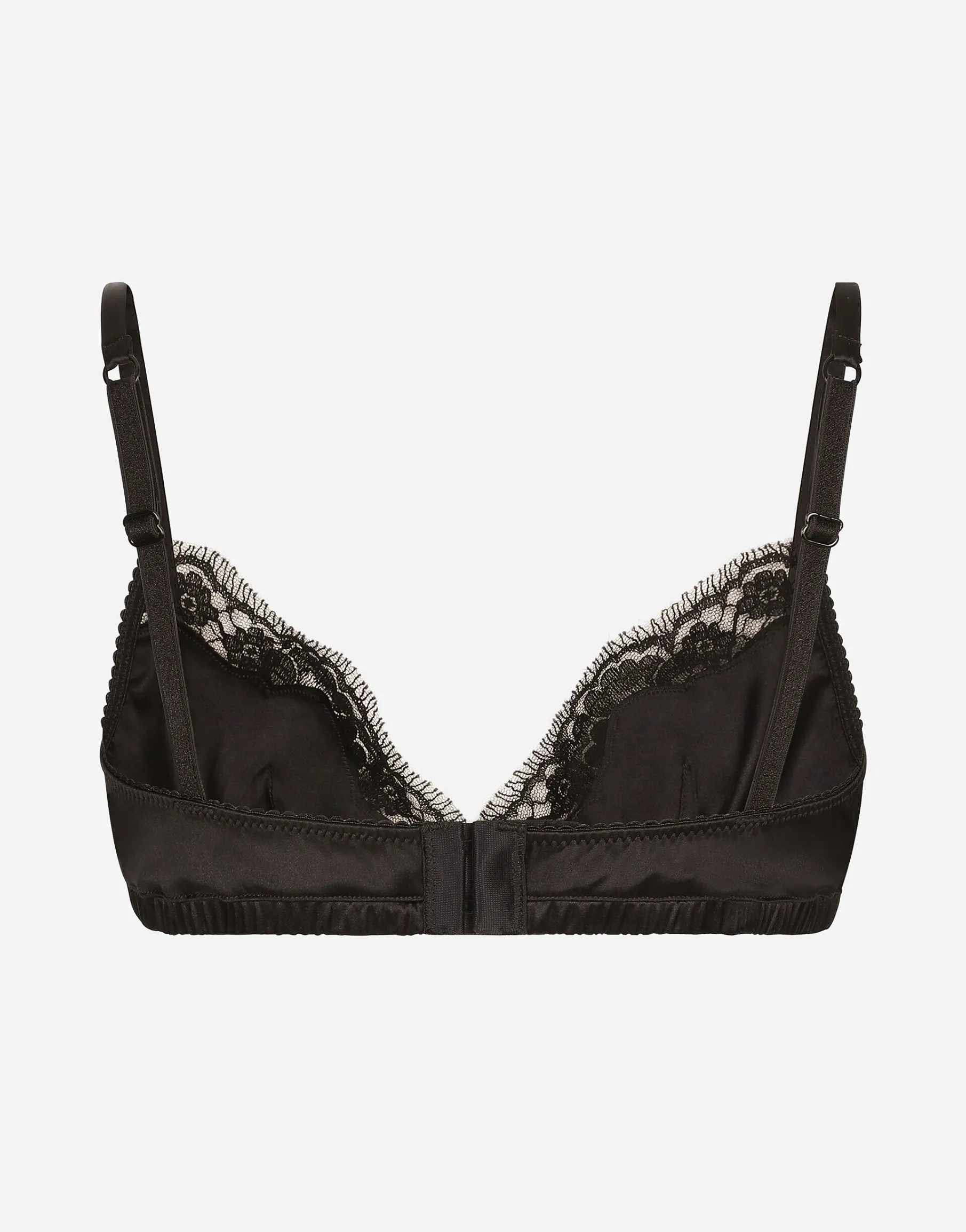 Soft-cup satin bra with lace detailing