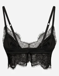 Soft-cup satin bralette with lace detailing