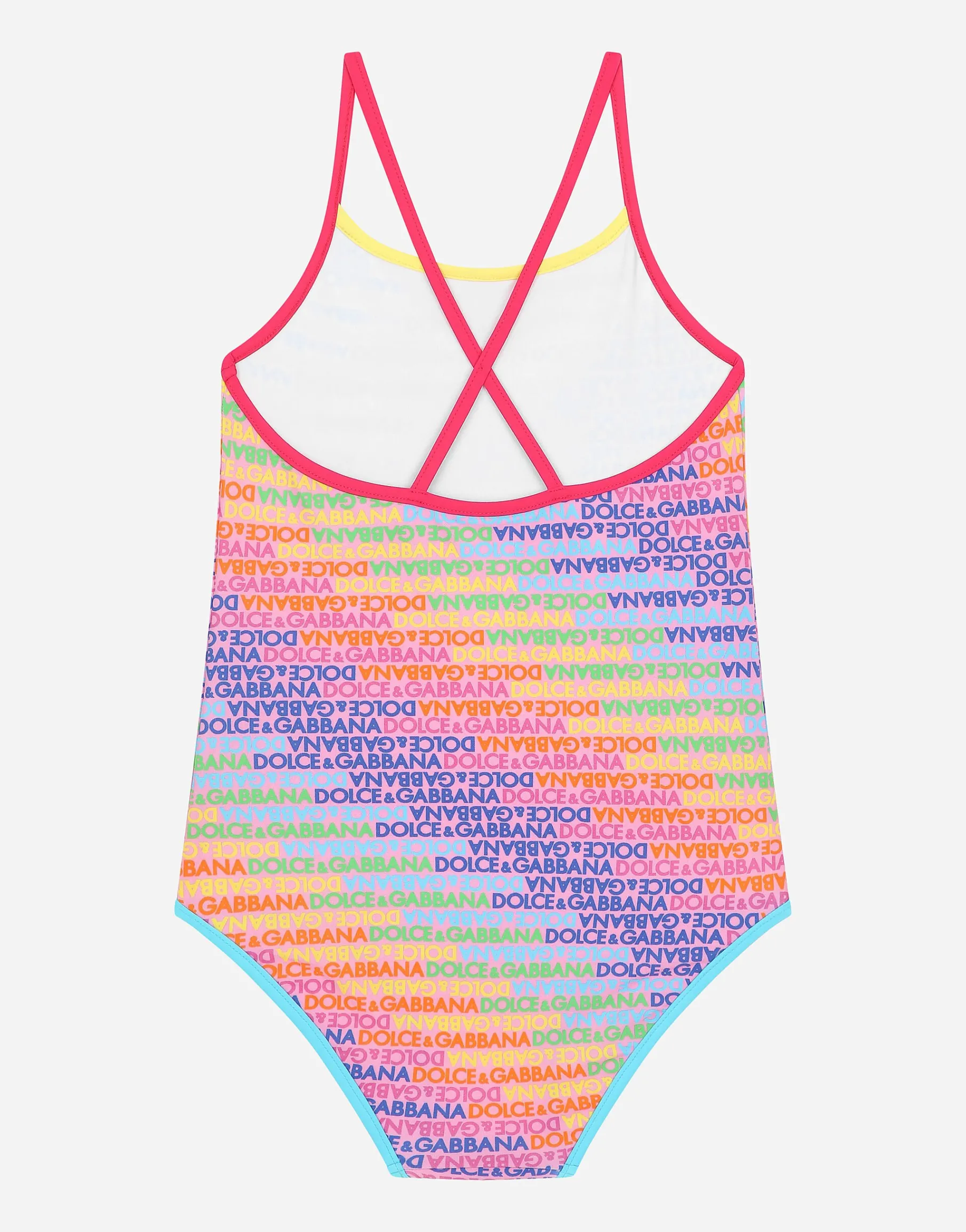 Spandex one-piece swimsuit with all-over logo print