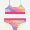 Spandex 2-piece swimsuit with all-over logo print