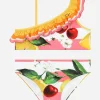 Spandex 2-piece swimsuit with lemon and cherry print