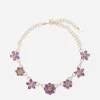Spring necklace in yellow 18kt gold with amethyst floral motif