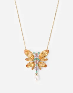 Spring necklace in yellow 18kt gold with citrine butterfly