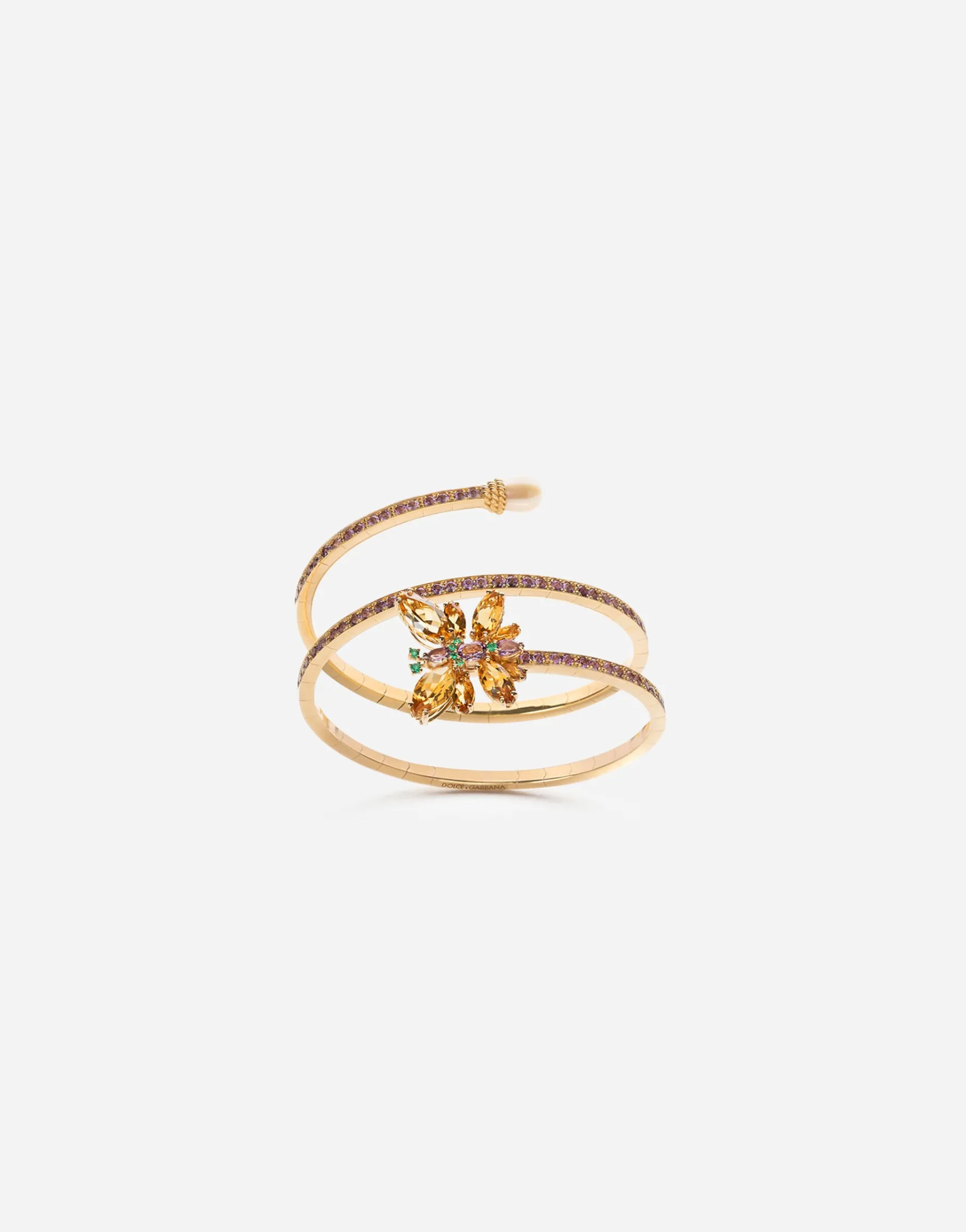Spring yellow gold bracelet with butterfly-shaped settings