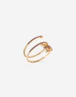 Spring yellow gold bracelet with butterfly-shaped settings