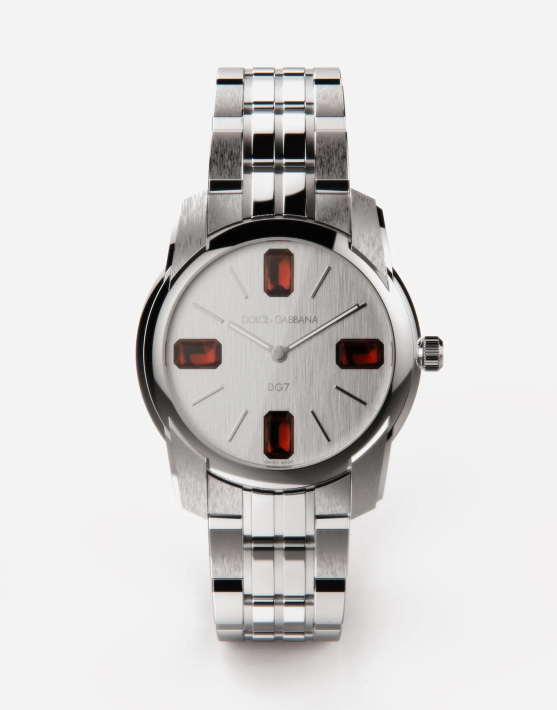 Steel and rhodolite watch