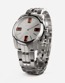 Steel and rhodolite watch