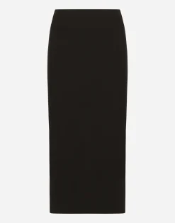 Straight-cut jersey midi skirt