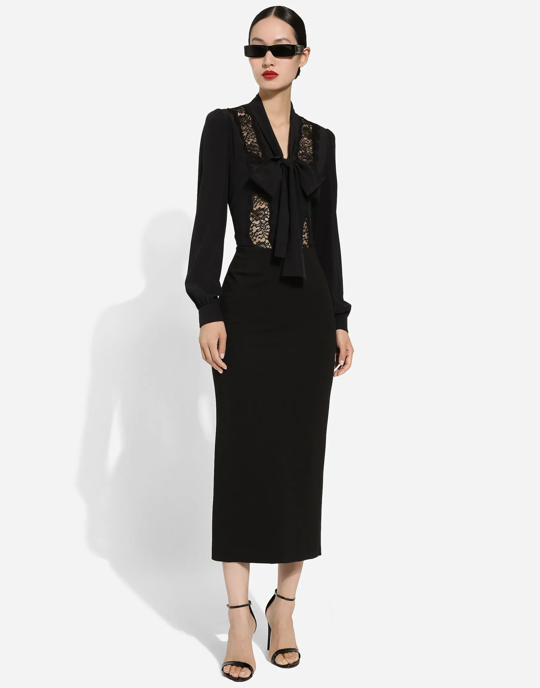 Straight-cut jersey midi skirt