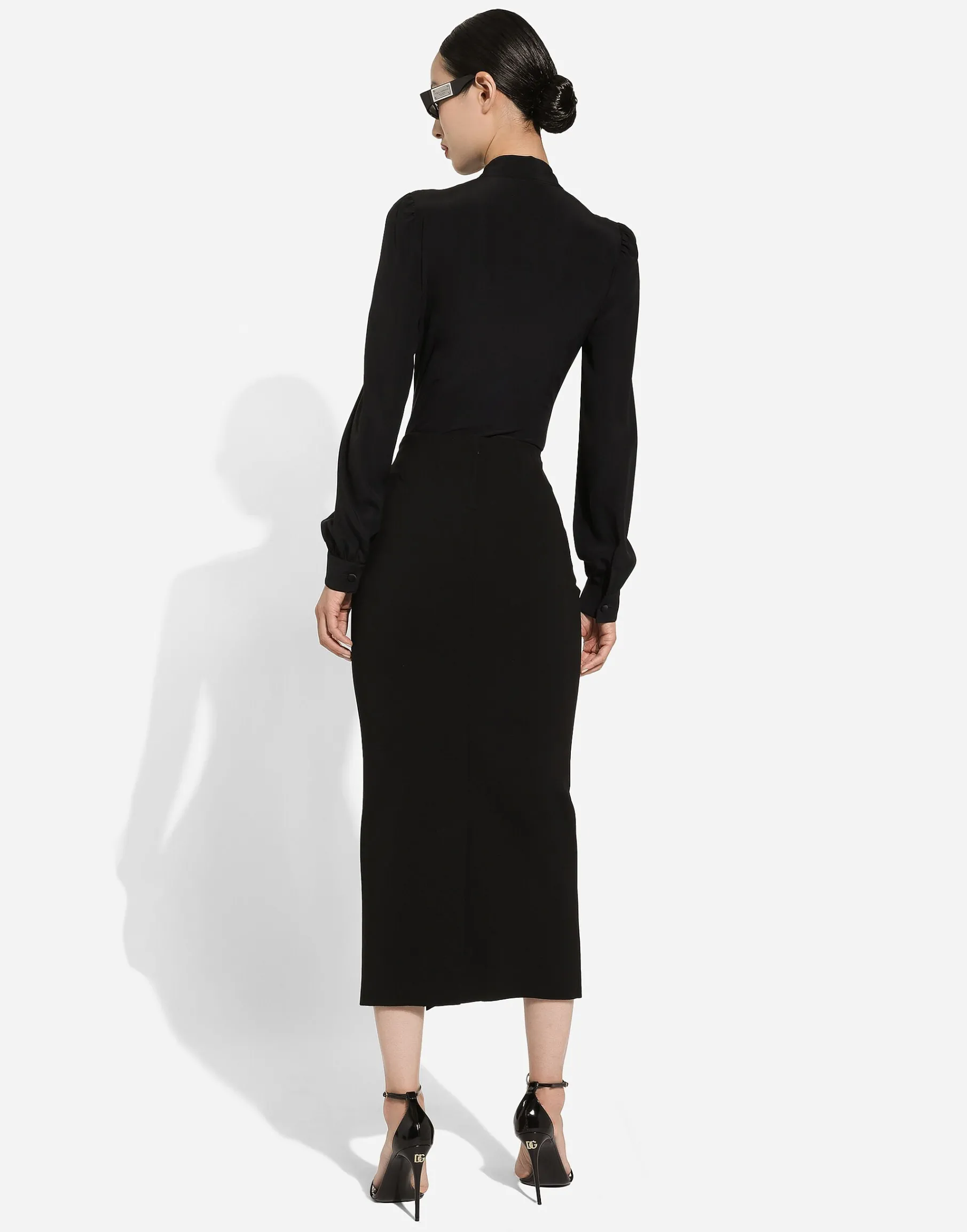 Straight-cut jersey midi skirt