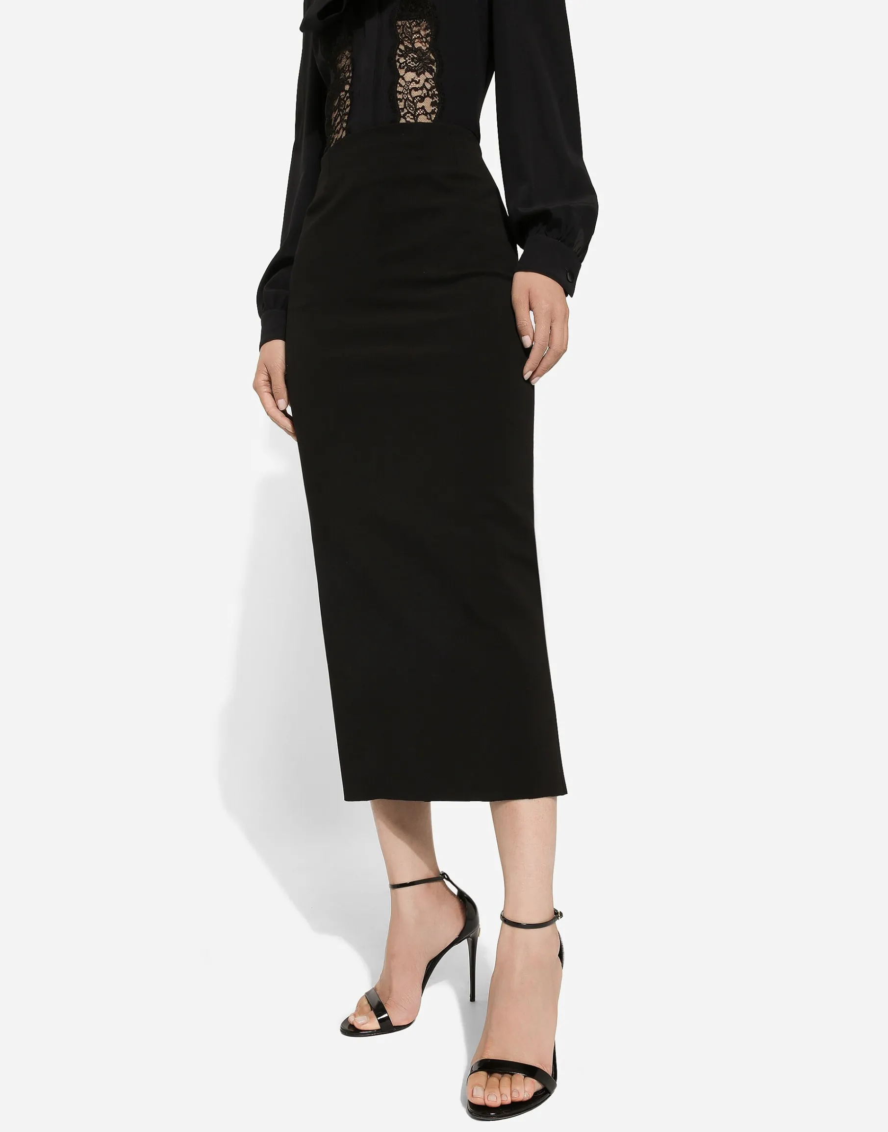 Straight-cut jersey midi skirt