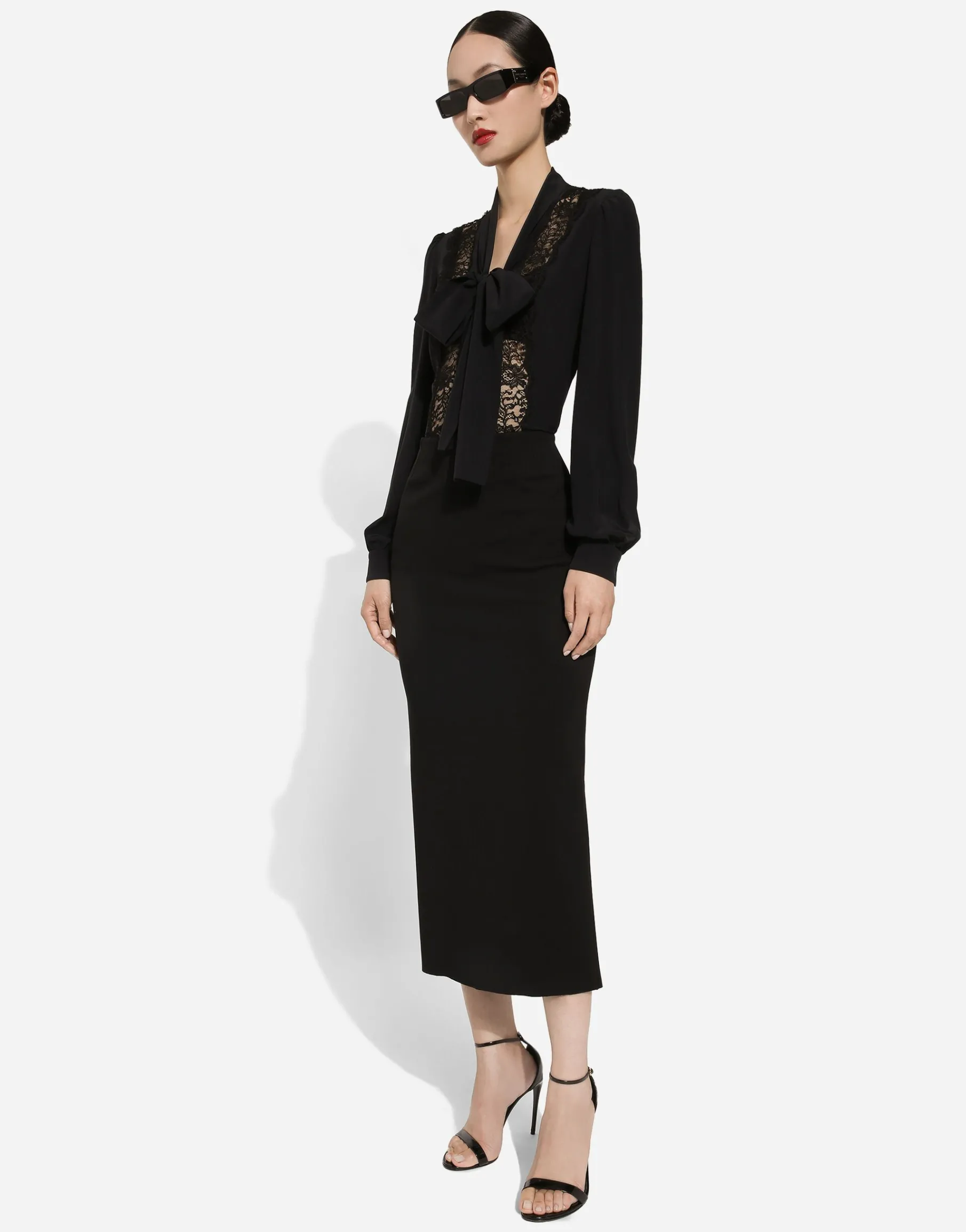 Straight-cut jersey midi skirt