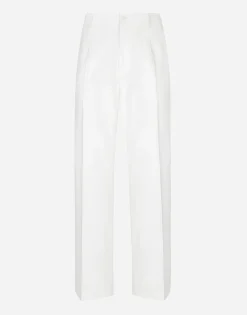 Straight-leg cotton gabardine pants