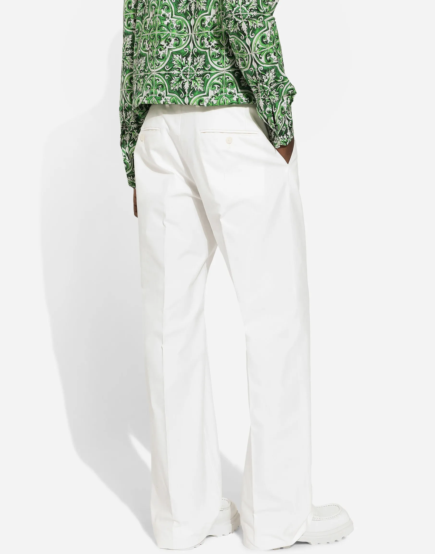 Straight-leg cotton gabardine pants