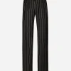 Straight-leg pinstripe pants