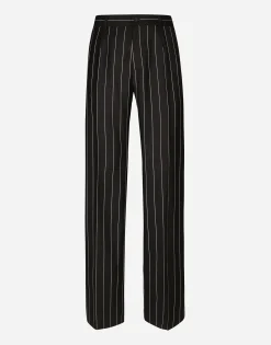 Straight-leg pinstripe pants
