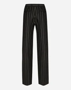 Straight-leg pinstripe pants