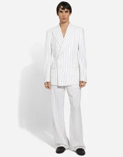 Straight-leg pinstripe pants