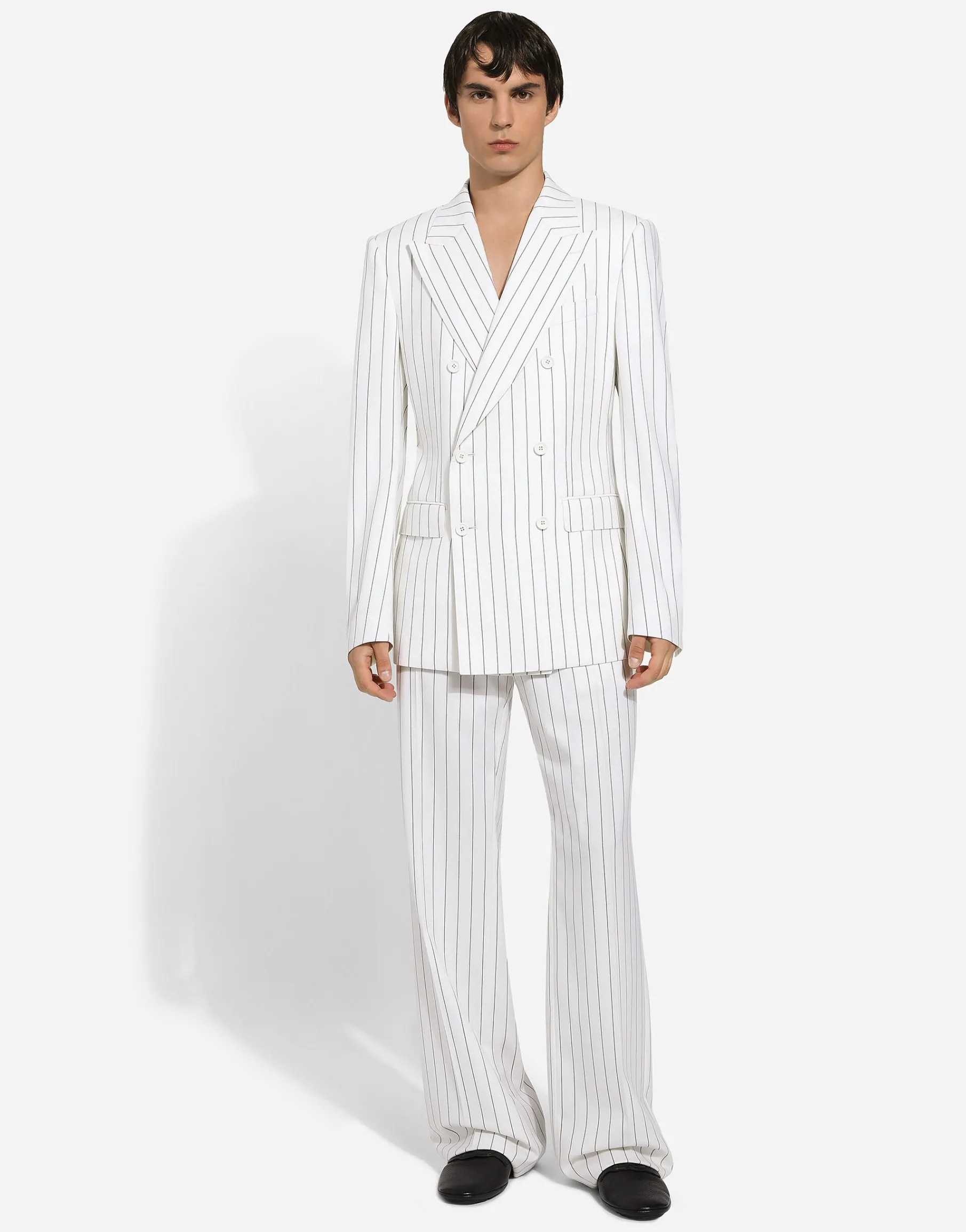 Straight-leg pinstripe pants