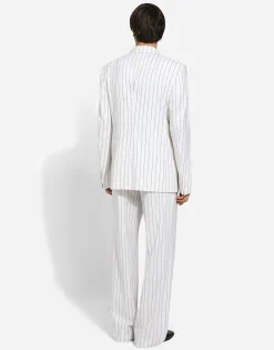Straight-leg pinstripe pants