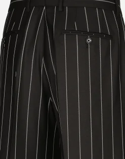 Straight-leg pinstripe pants