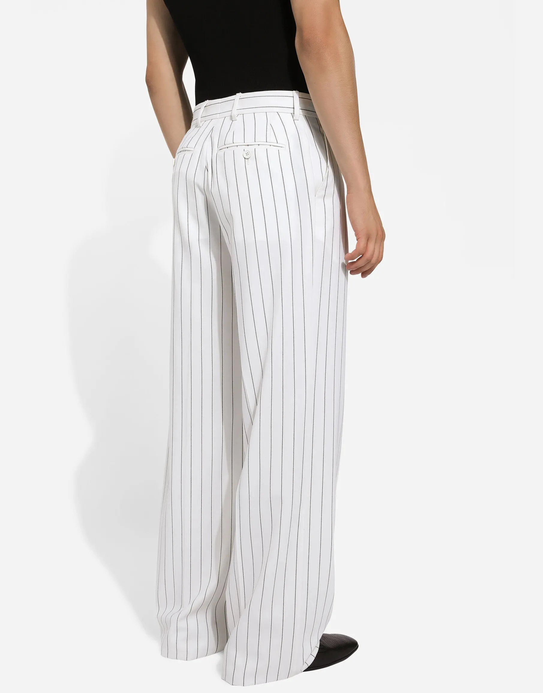 Straight-leg pinstripe pants