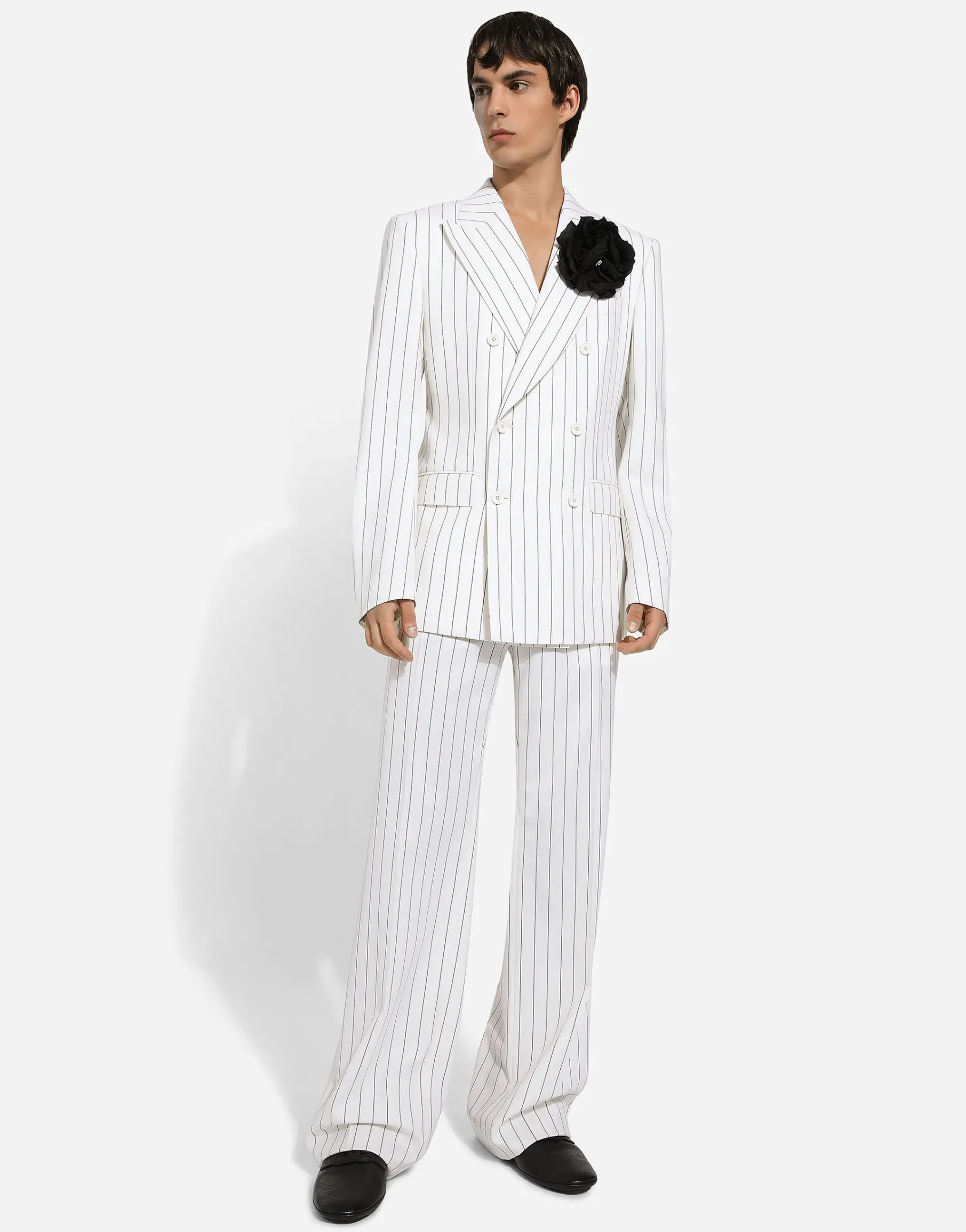 Straight-leg pinstripe pants