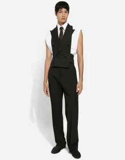 Straight-leg wool pants