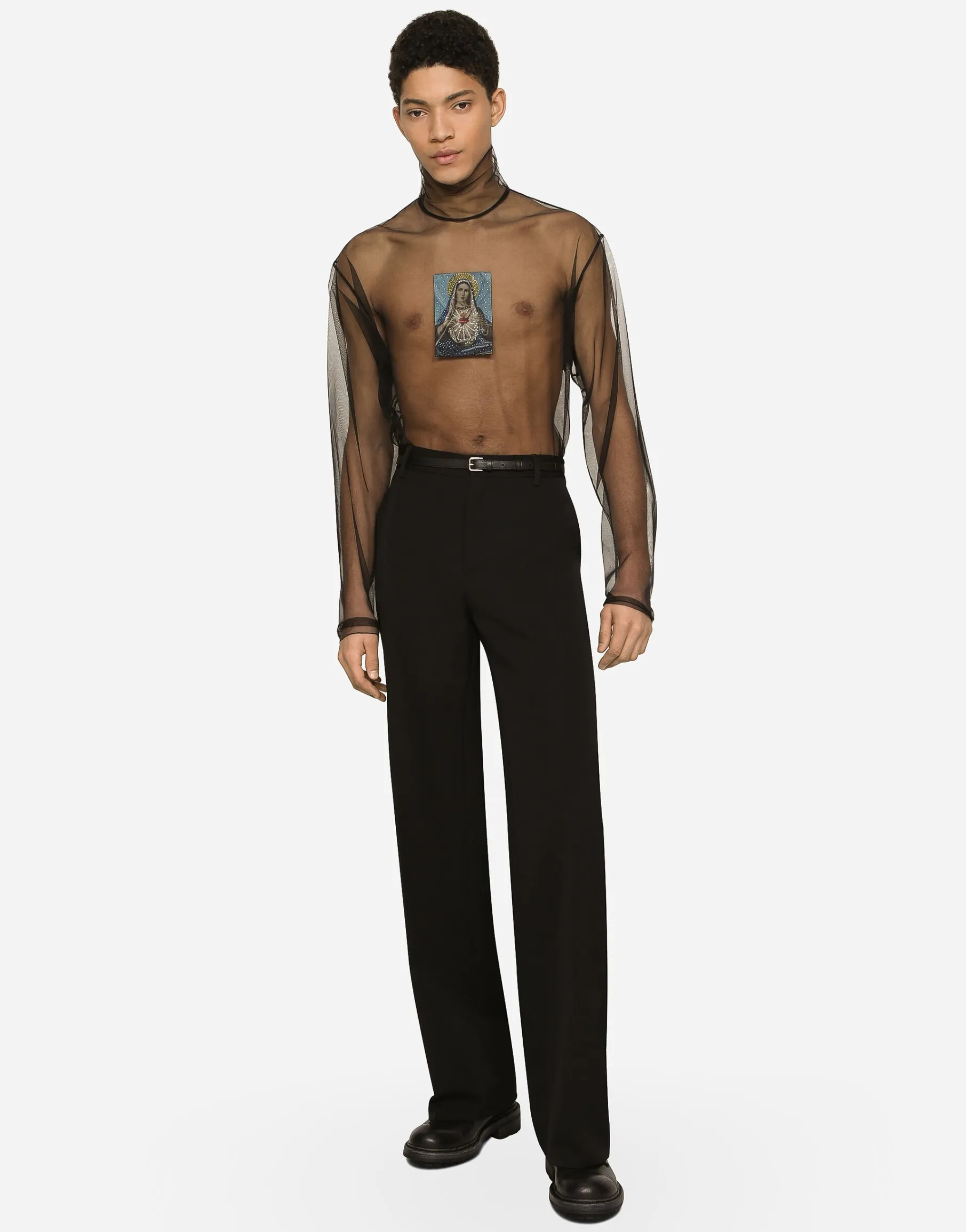 Straight-leg wool pants