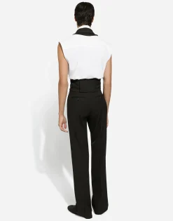 Straight-leg wool pants