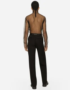 Straight-leg wool pants