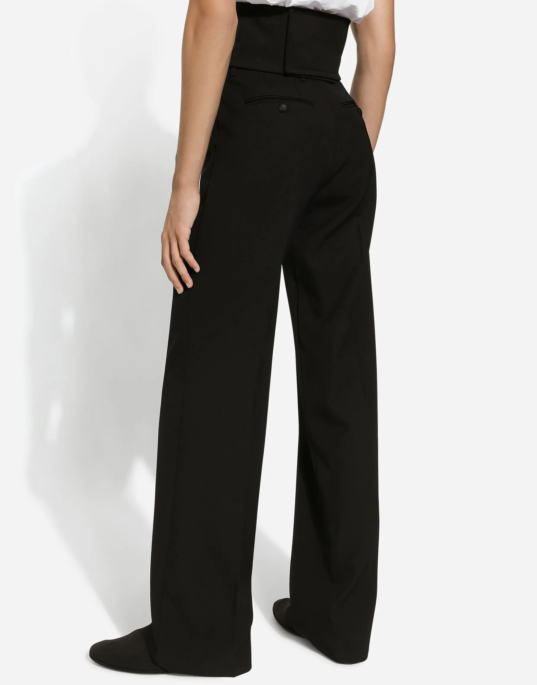 Straight-leg wool pants