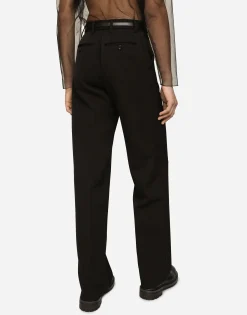 Straight-leg wool pants