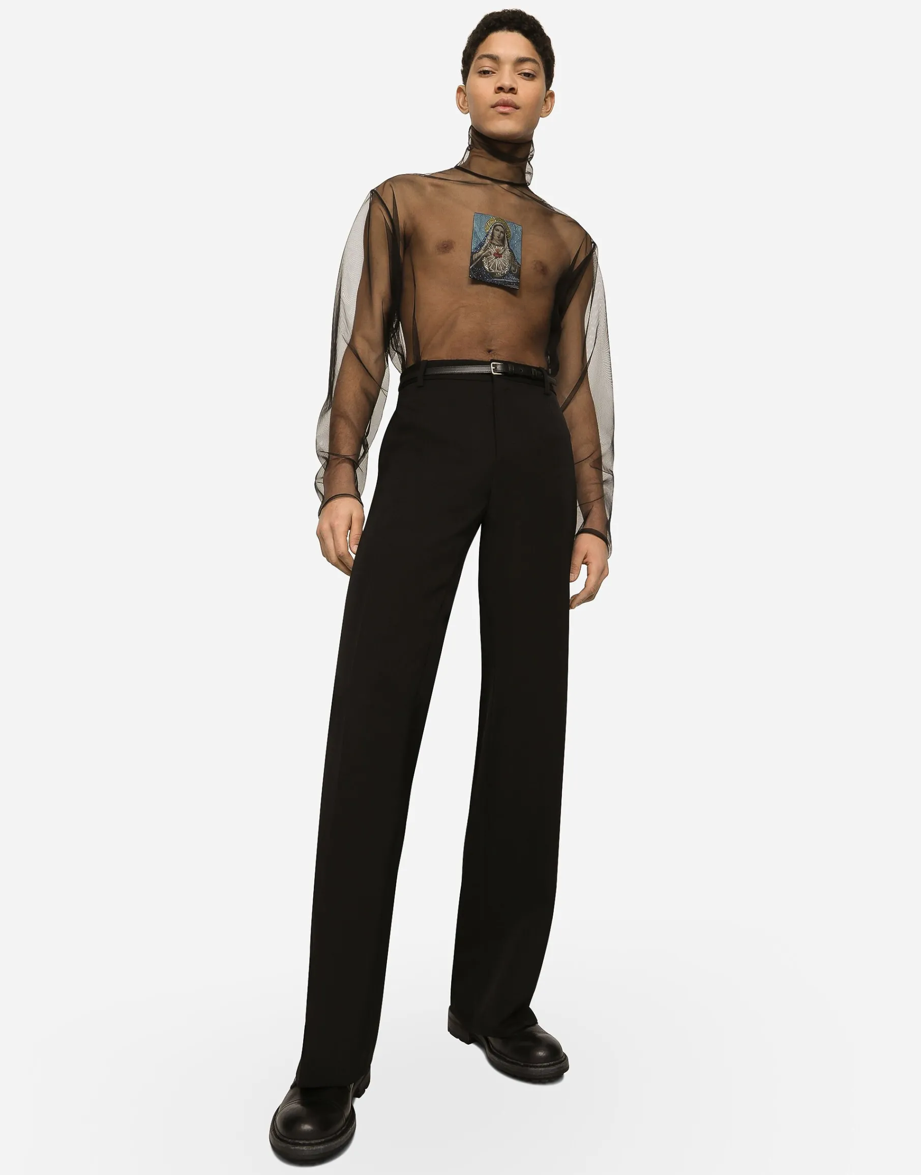 Straight-leg wool pants