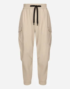 Stretch cotton cargo pants with tag