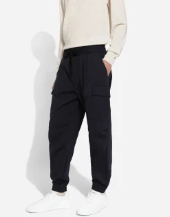 Stretch cotton cargo pants with tag