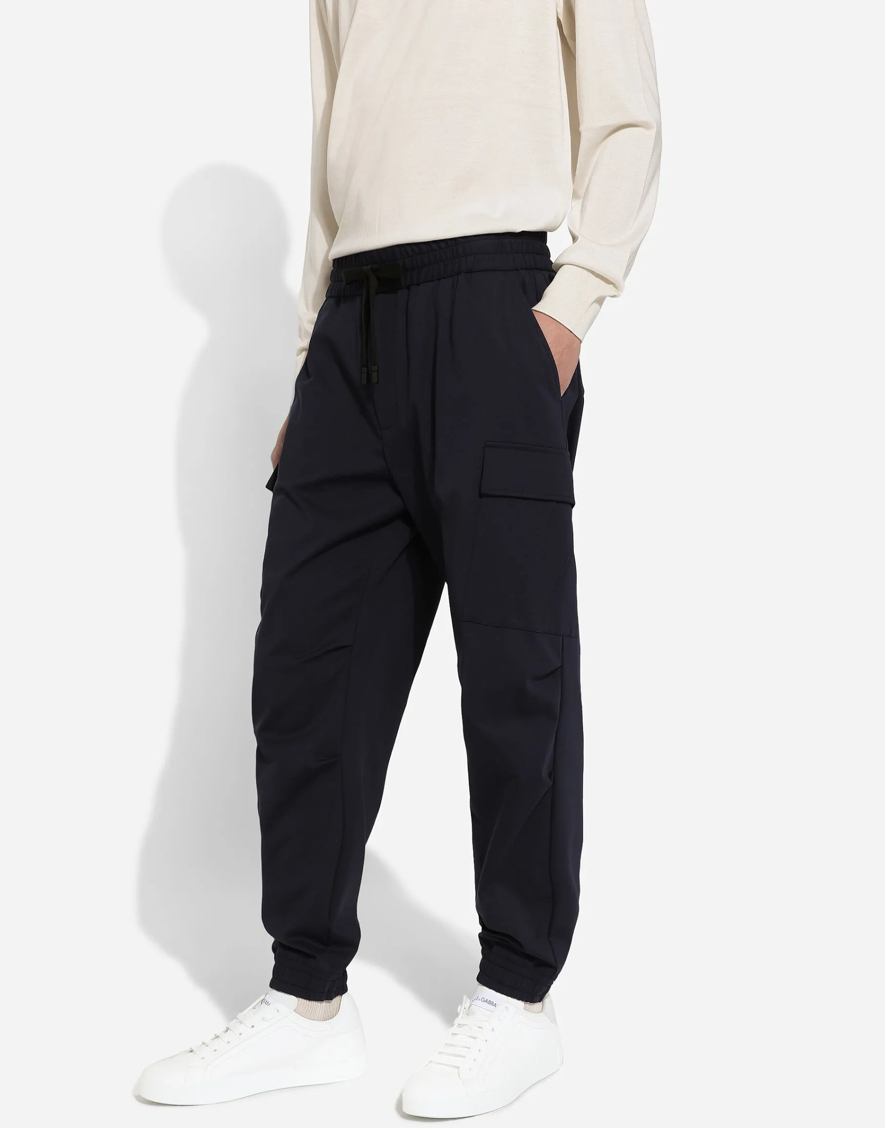 Stretch cotton cargo pants with tag