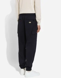 Stretch cotton cargo pants with tag