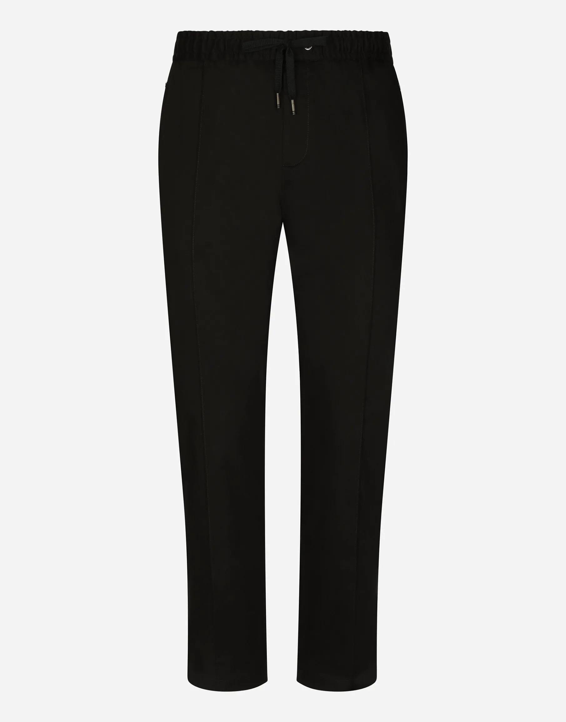 Stretch cotton jogging pants with plate