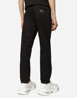 Stretch cotton jogging pants with tag