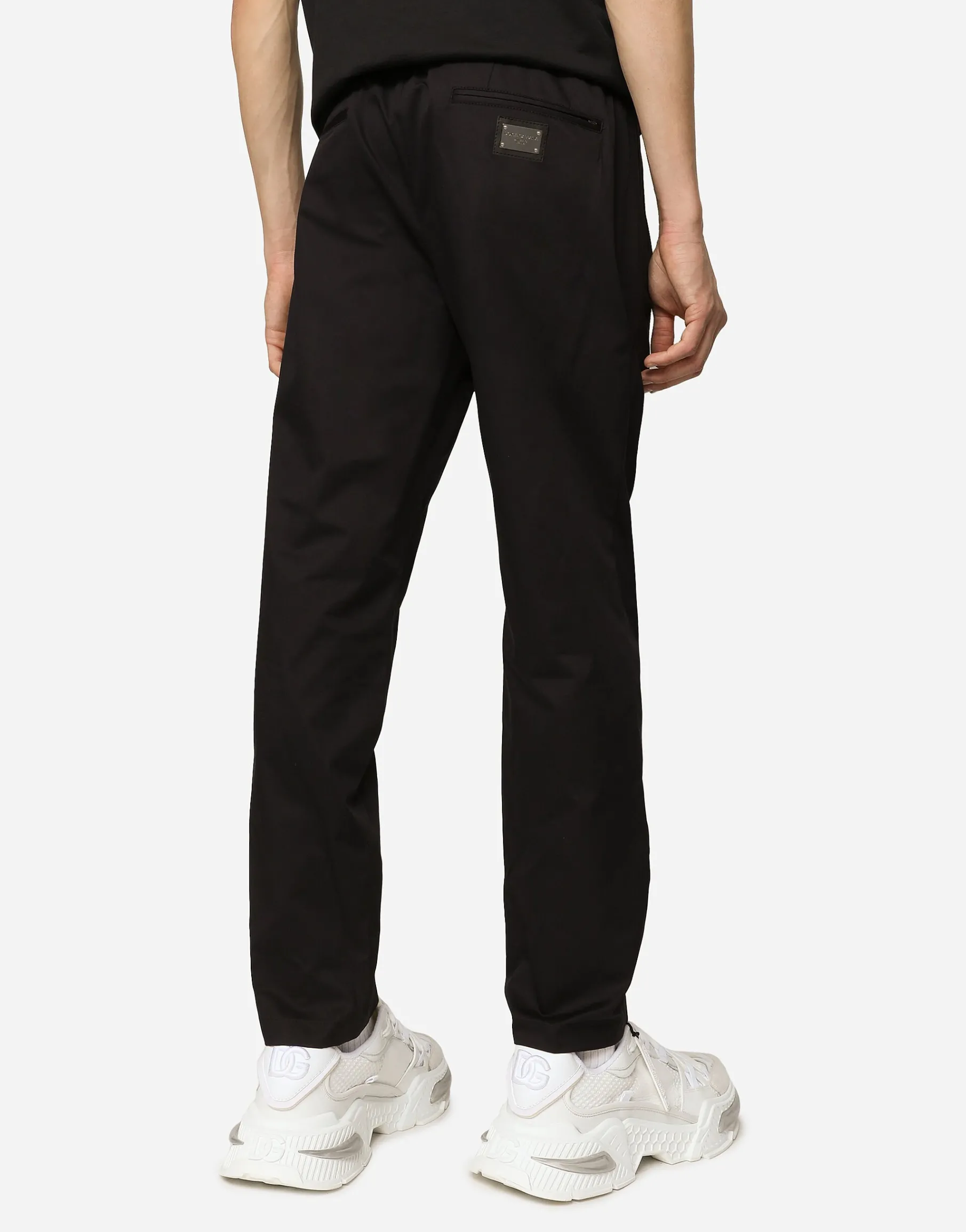 Stretch cotton jogging pants with tag
