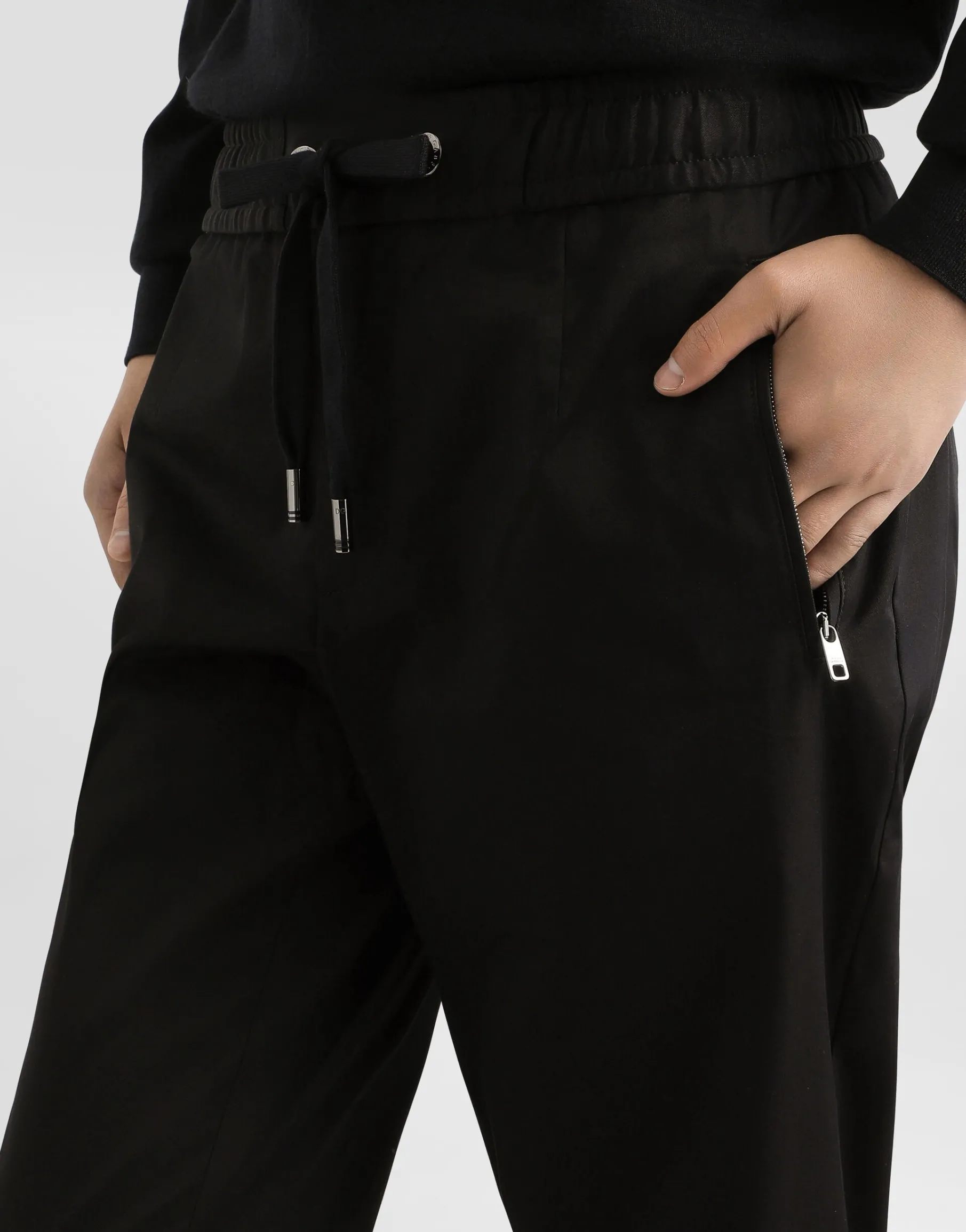 Stretch cotton jogging pants with tag