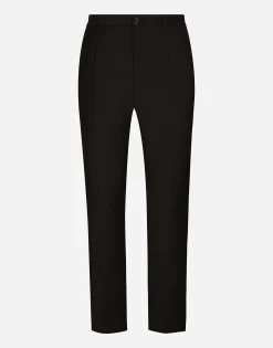 Stretch cotton pants with DG embroidery