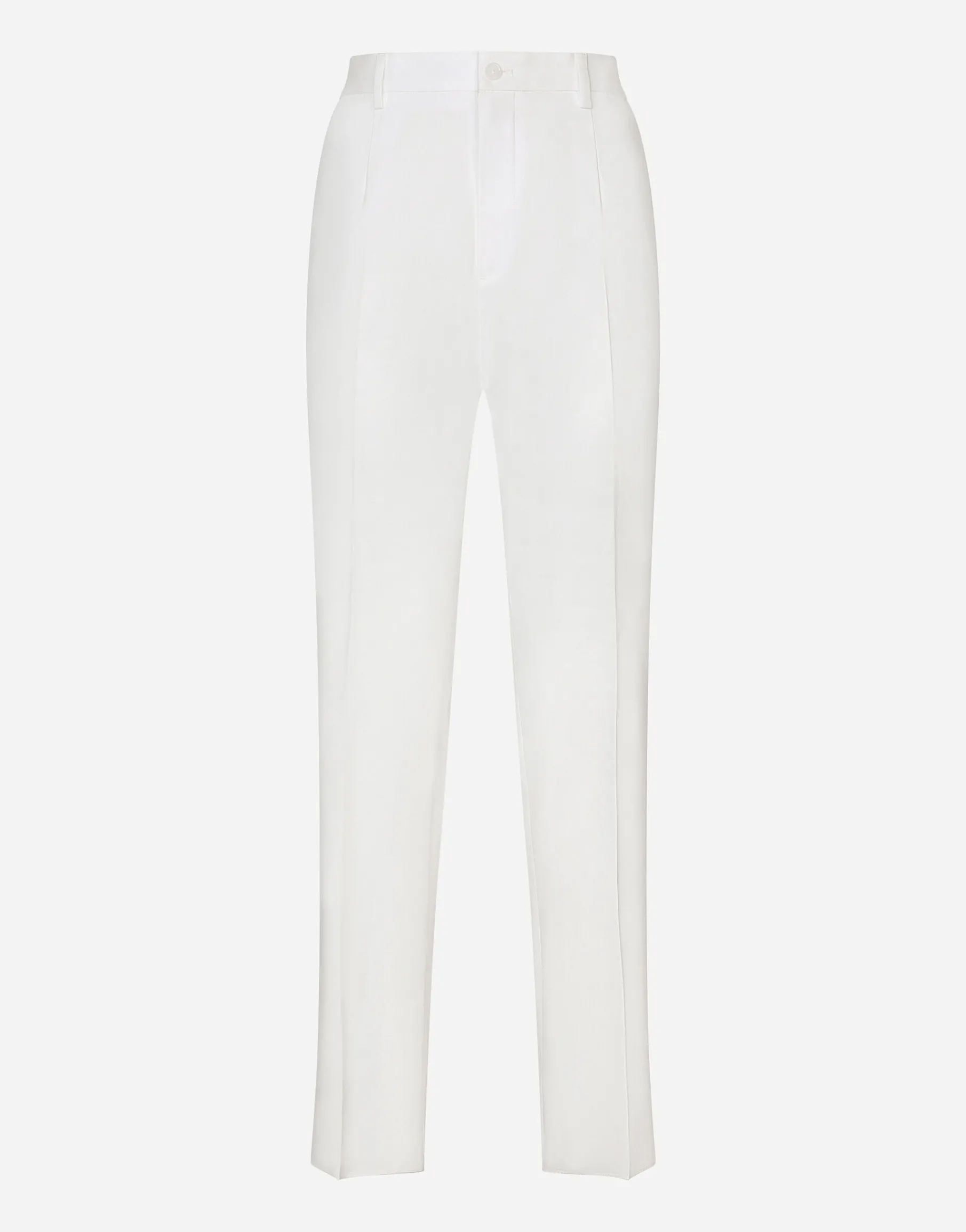 Stretch cotton pants with branded tag