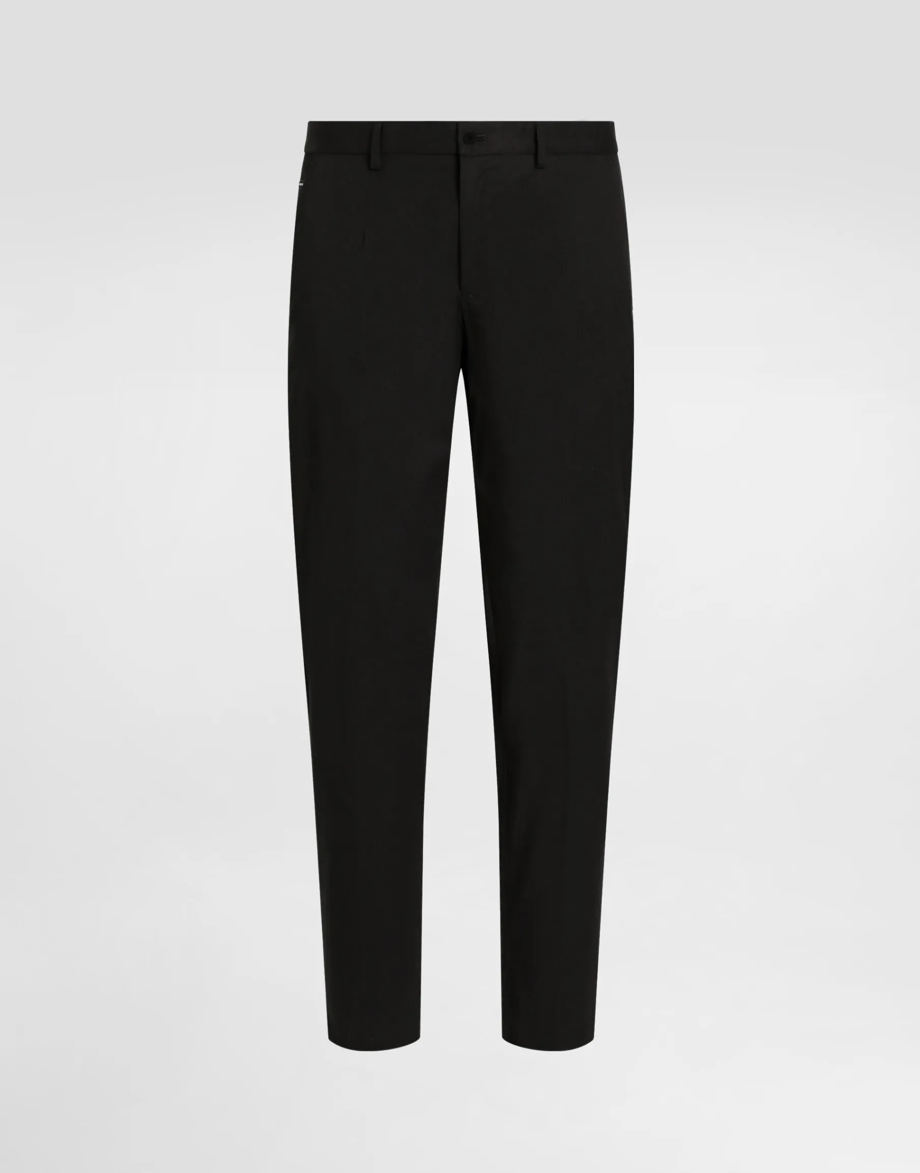 Stretch cotton pants with branded tag